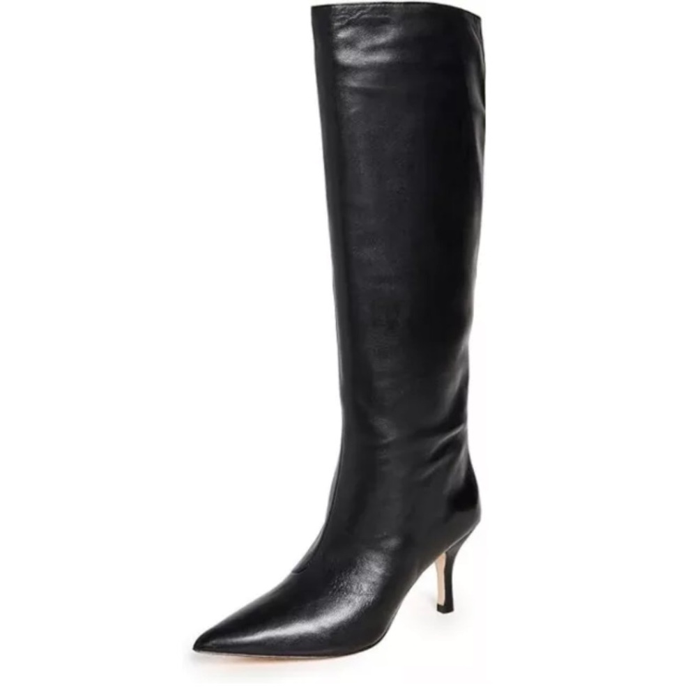 $650 Loeffler Randall Women's Whitney Heel Tall Leather Pull On Boot Black 6.5 - Picture 2 of 14